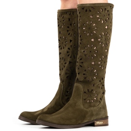Olivier Boots femme vertes ajourées 2