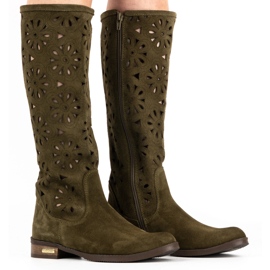 Olivier Boots femme vertes ajourées 3