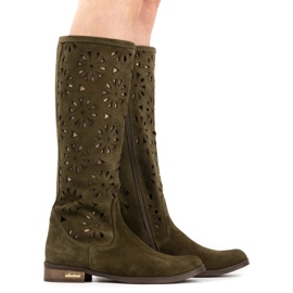 Olivier Boots femme vertes ajourées 4