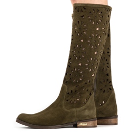 Olivier Boots femme vertes ajourées 7
