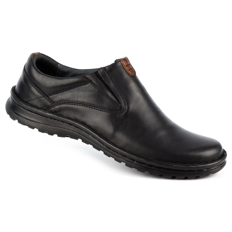 Kampol Mocassins homme en cuir 12KAM noir 1