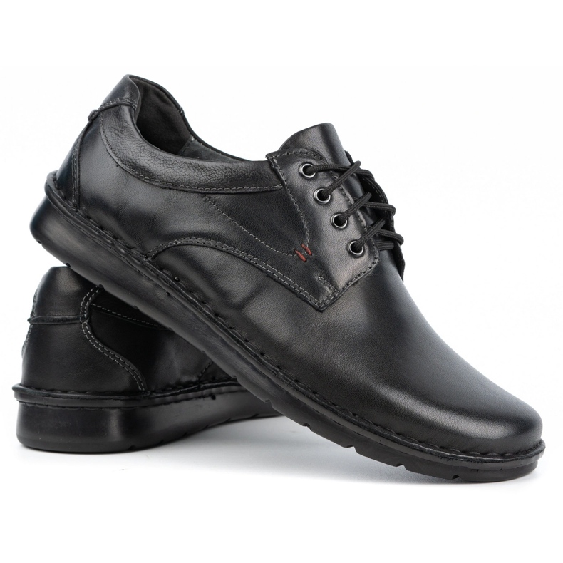 Kampol Chaussures décontractées en cuir pour hommes 13/27 visage noir le noir 2