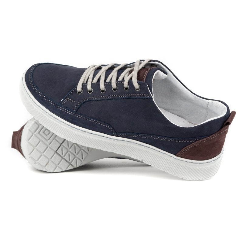 Olivier Chaussures en cuir pour hommes Baskets 950MA bleu marine 1