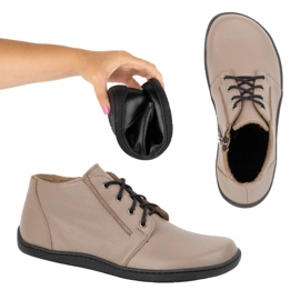 Olivier Chaussures en cuir pour femmes pieds nus, légèrement isolées, montantes avec fermeture éclair 787, beige 1
