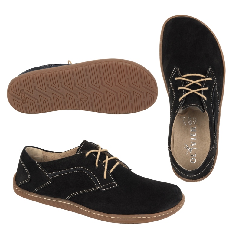 Olivier Chaussures en cuir minimaliste aux pieds nus 1082 Nubuk noir le noir 1