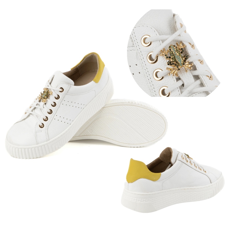 Olivier Sneakers de chaussures en cuir pour femmes 1279 blanc 1