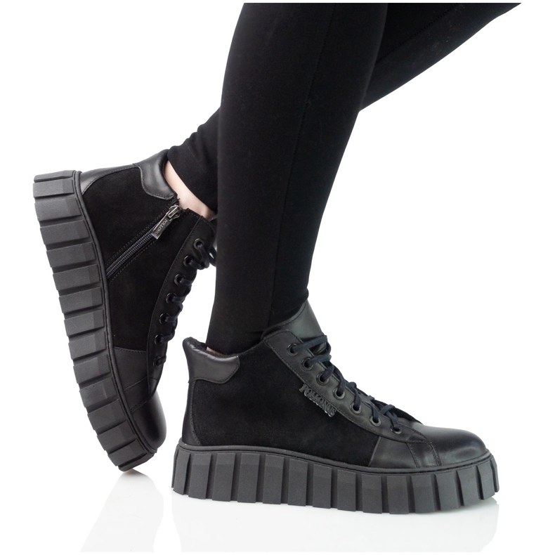 Chaussures en cuir pour femmes Pollonus Face noir 5-1575-004 2