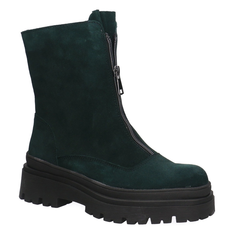 Bottes en cuir pour femmes Pollonus bouteille verte 5-1601-003 1
