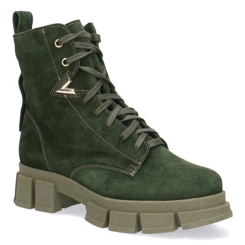 Polbut Bottes en cuir féminin Pollonus Velor vert 5-1583-004 1