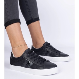 Baskets noires avec un motif d'animal décoré de paillettes le noir 1