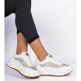 Baskets pour femmes blanches avec zircons 2
