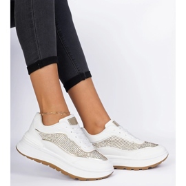 Baskets pour femmes blanches avec zircons 3