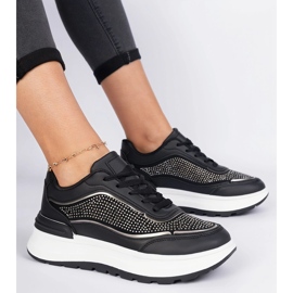 Baskets pour femmes noires avec zircons le noir 1