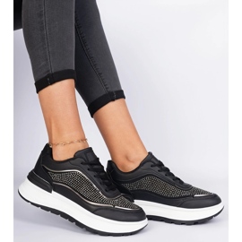 Baskets pour femmes noires avec zircons le noir 2