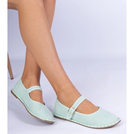 Ballerines de femmes vertes avec fermoir 2