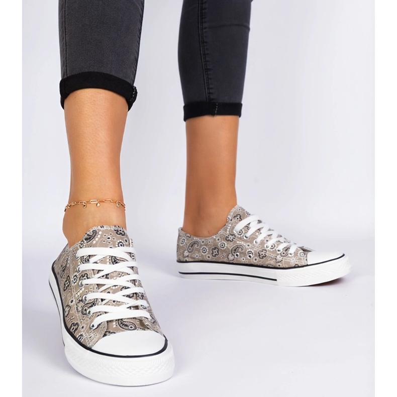 Brown Women's Material Sneakers dans le style aztèque brun 1