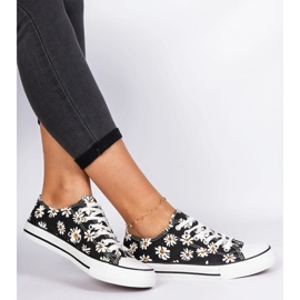 Baskets en tissu pour femmes noires avec des fleurs le noir 2