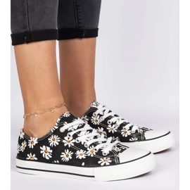 Baskets en tissu pour femmes noires avec des fleurs le noir 5
