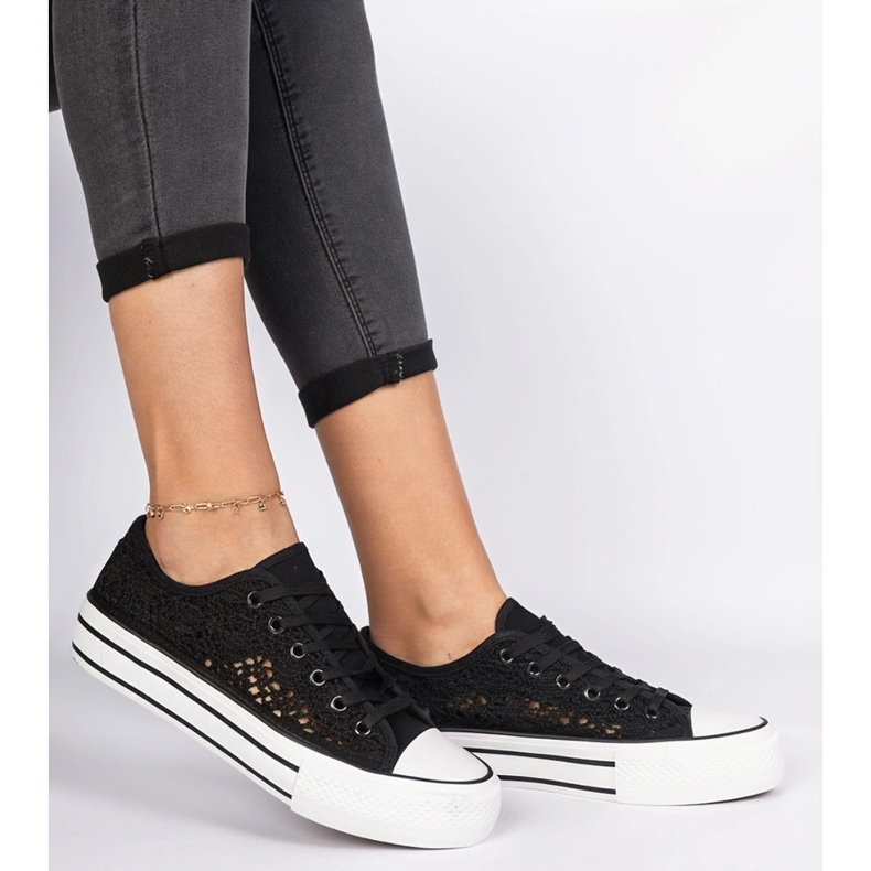 Baskets pour femmes ouvertes noires le noir 2