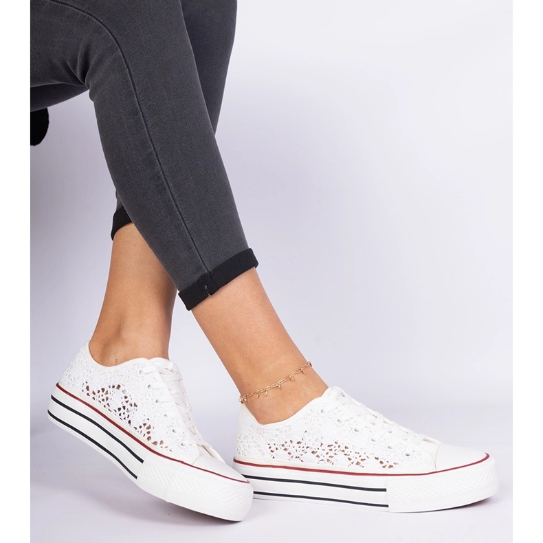 Baskets féminines de l'Openwork blanche 1