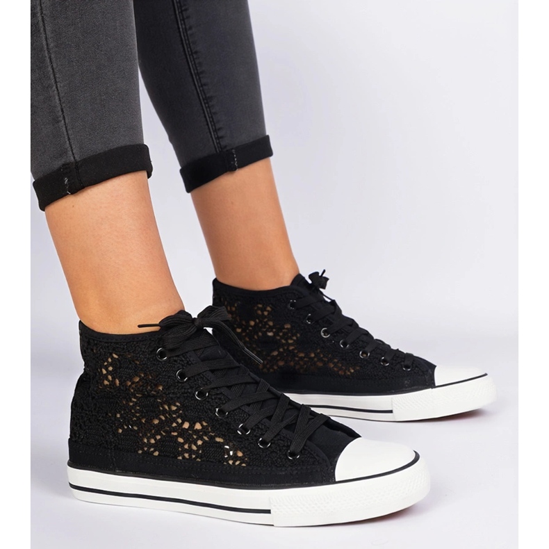 Baskets pour femmes ouvertes noires 1
