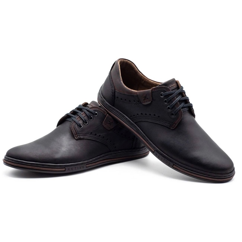 Polbut Chaussures en cuir masculin décontractées 402 noir 4
