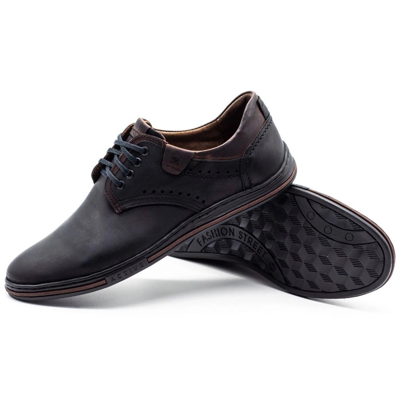 Polbut Chaussures en cuir masculin décontractées 402 noir 3