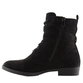 Bottines à lacets daim noir H7187 negro 1