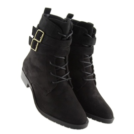 Bottines à lacets daim noir H7187 negro le noir 5