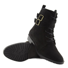 Bottines à lacets daim noir H7187 negro le noir 7