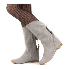 Olivier Boots Elena ajourées gris 1