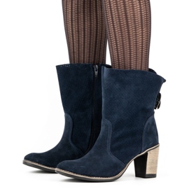 Olivier Bottines en cuir ajouré Sophia, bleu marine 1