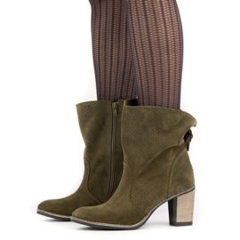Olivier Boots Sophia vertes en cuir ajouré 1