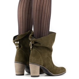 Olivier Boots Sophia vertes en cuir ajouré 2