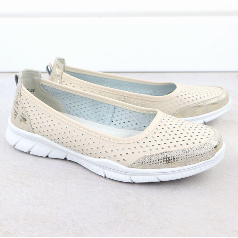 Ballerines en cuir Openwork Comfort Beige Vinceza 95323 2