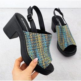 Sandales féminines sur la tresse M. Daszyński post MR23126-7 bleu 1