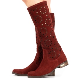 Olivier Bottines ajourées bordeaux femme rouge 1