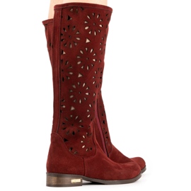 Olivier Bottines ajourées bordeaux femme rouge 2