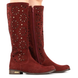 Olivier Bottines ajourées bordeaux femme rouge 3