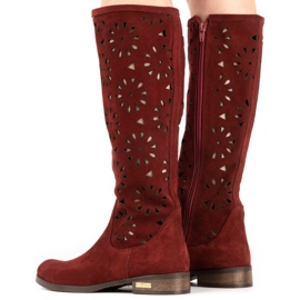 Olivier Bottines ajourées bordeaux femme rouge 5