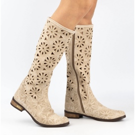 Olivier Boots ajourées beige clair femme 2