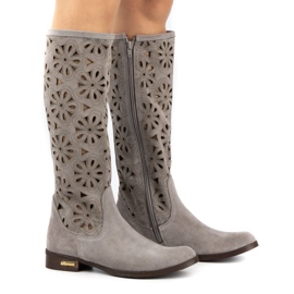 Olivier Boots ajourées gris clair femme 4