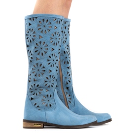 Olivier Bottines ajourées bleues femme 4