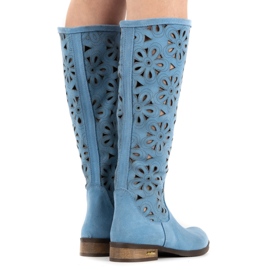 Olivier Bottines ajourées bleues femme 5