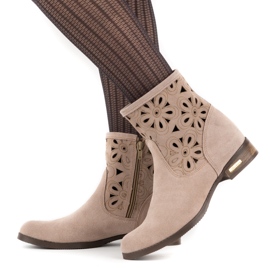 Olivier Confortables bottines ajourées beiges Alice 1