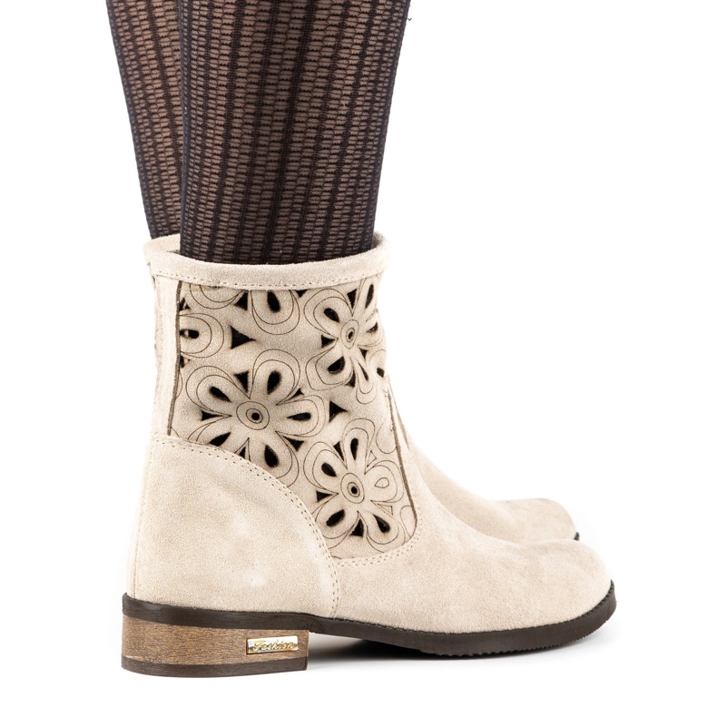 Olivier Boots ajourées confortables Alice beige clair 2