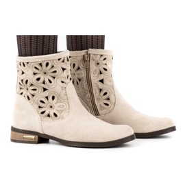 Olivier Boots ajourées confortables Alice beige clair 3