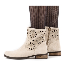 Olivier Boots ajourées confortables Alice beige clair 4