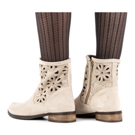 Olivier Boots ajourées confortables Alice beige clair 5