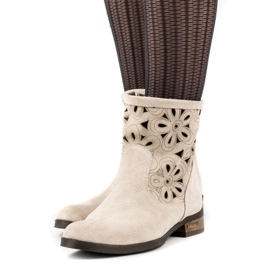 Olivier Boots ajourées confortables Alice beige clair 6